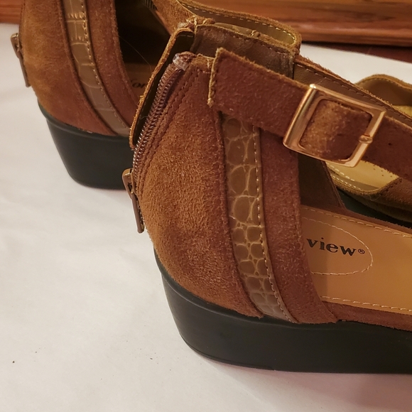 Brown Ankle Strap Women's Shoes - Picture 2 of 7